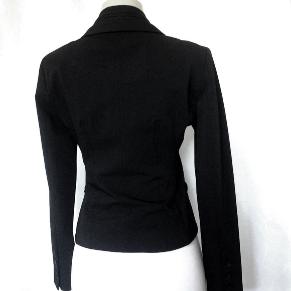 Annarita N Black Blazer Jacket 4 8 Felt Trim Notch - Picture 3 of 8